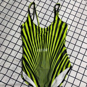 Neon bathing suit one piece bodysuit